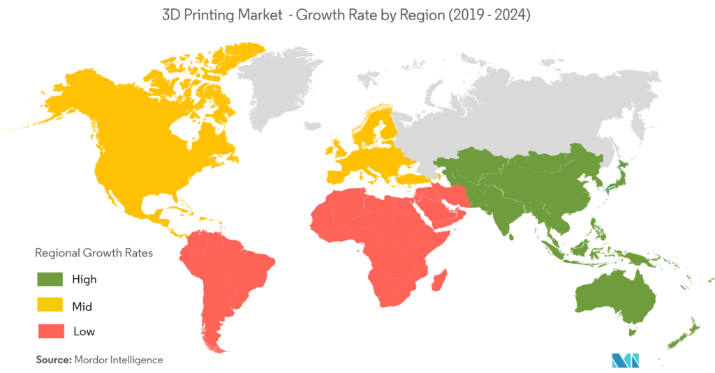 3D Printing Market - Growth Rate by Region